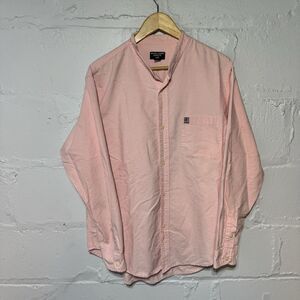 Vintage Polo Jeans Co Ralph Lauren Pink Button Up Shirt Distressed USA Flag Sz L